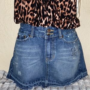 Abercrombie & Fitch Sexy Mini Skirt Distressed Denim Blue Jeans Size 4